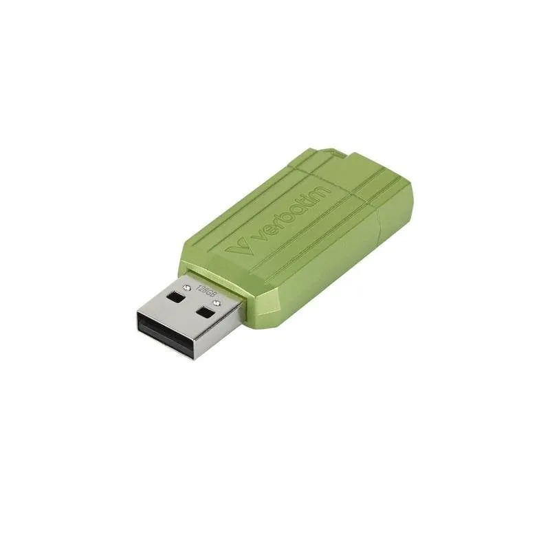Chiavetta USB Verbatim PinStripe 128 GB USB 2.0 Scorrevole Verde - immagine 1