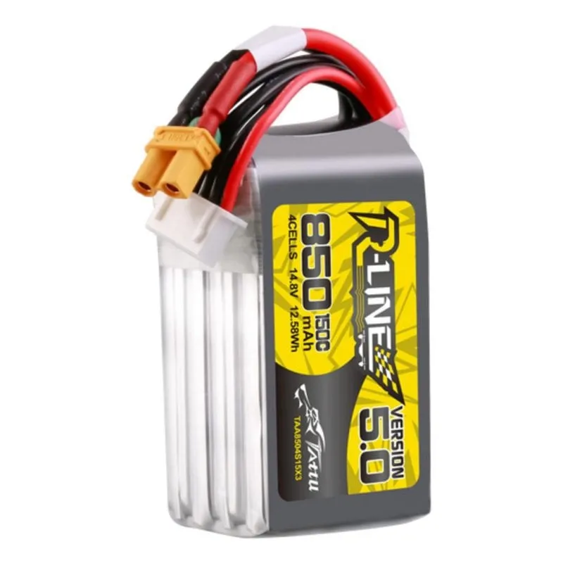Batteria Tattu R-Line 5.0 850 mAh 4S1P 150C XT30U-F per droni FPV - immagine 1