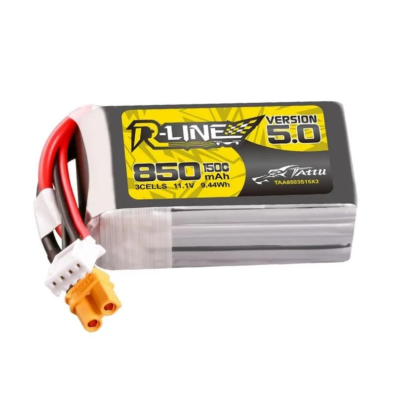 Batteria Tattu R-Line 5.0 850mAh 3S 11.1V 150C XT30U-F per droni FPV - immagine 1