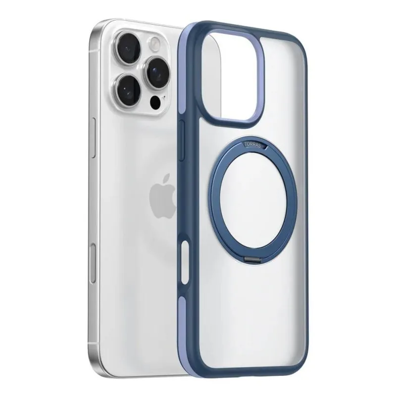 Funda para móvil Torras Ostand R Fusion Cover case Blu Trasparente con supporto per iPhone 16 Pro - immagine 1