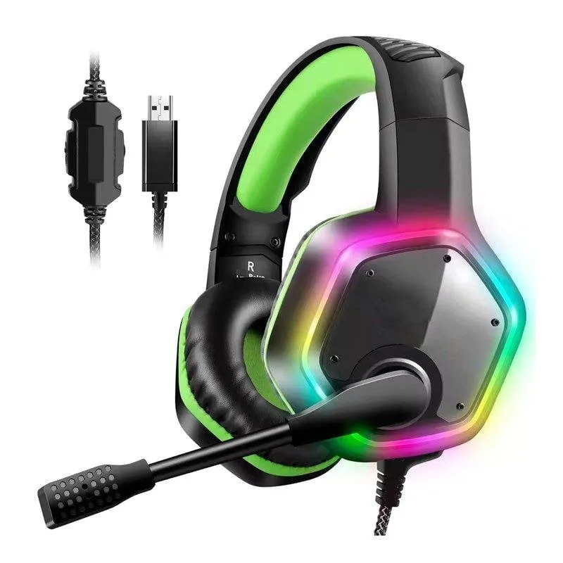 Cuffie Gaming USB con Cavo Suono Surround 7.1 Microfono Antirumore Verde - immagine 1