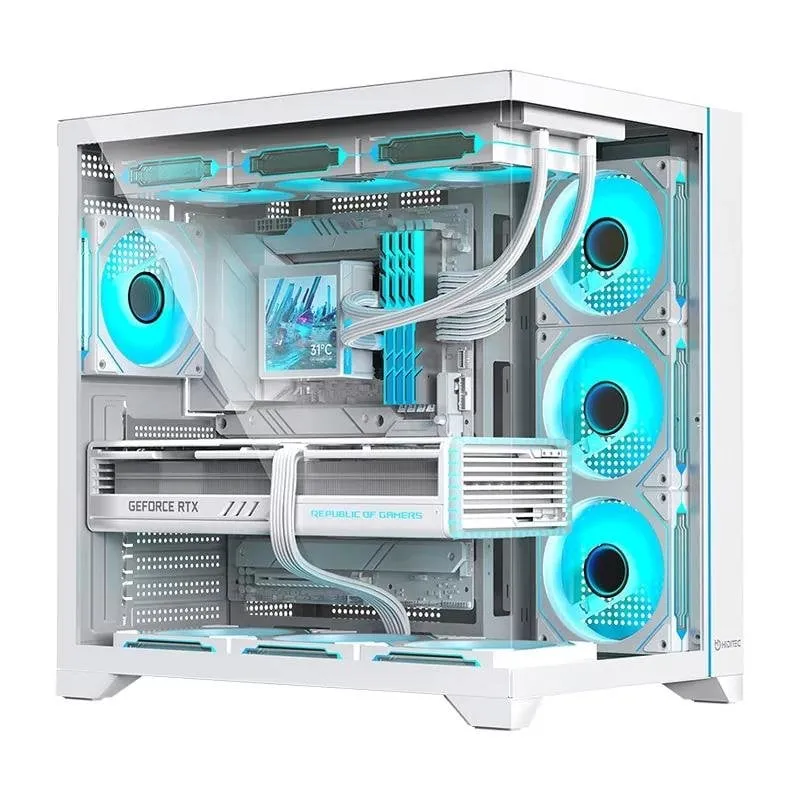 Case PC Hiditec H3 PRO Midi Tower ATX Vetro Temperato Bianco Trasparente - immagine 1