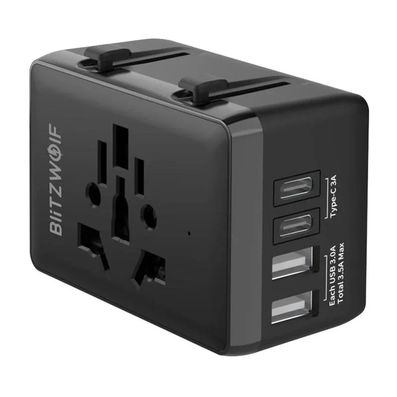 Adattatore di viaggio Blitzwolf BW-TA1 4 in 1 2xUSB + C + PD 20W - immagine 1