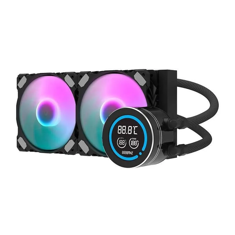 Raffreddamento a liquido darkFlash DN-D240 240mm LCD ARGB 2 ventole compatibile Intel AMD - immagine 1