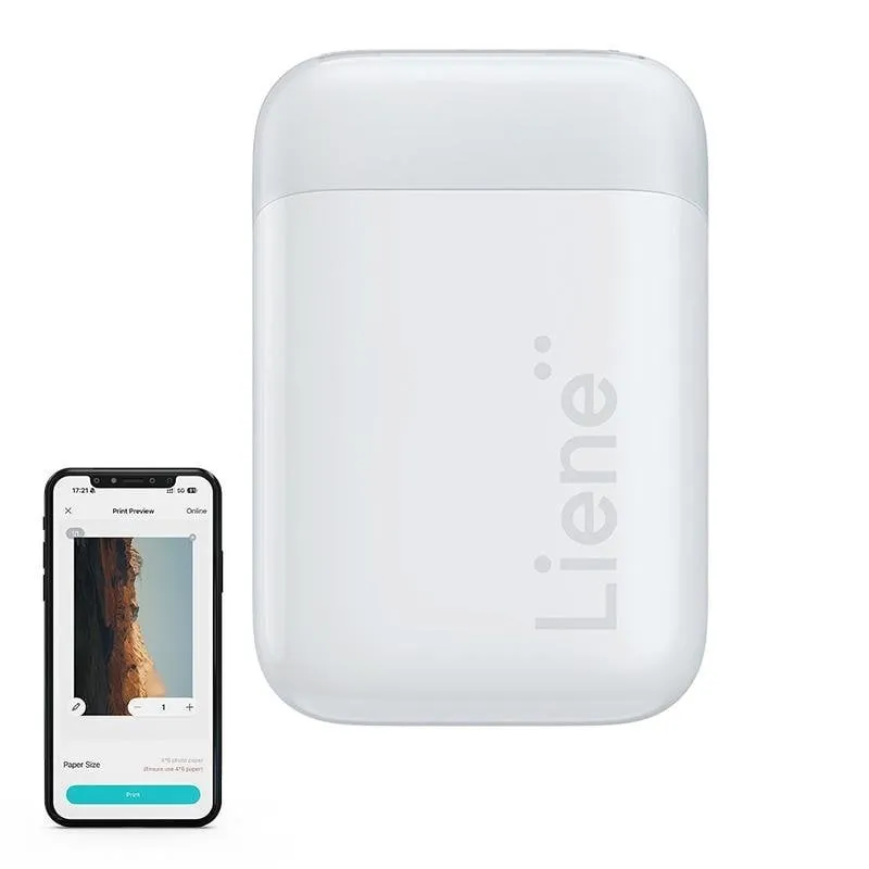 Stampante portatile Bluetooth Liene Pearl 2x3" con batteria integrata e carta adesiva - immagine 1