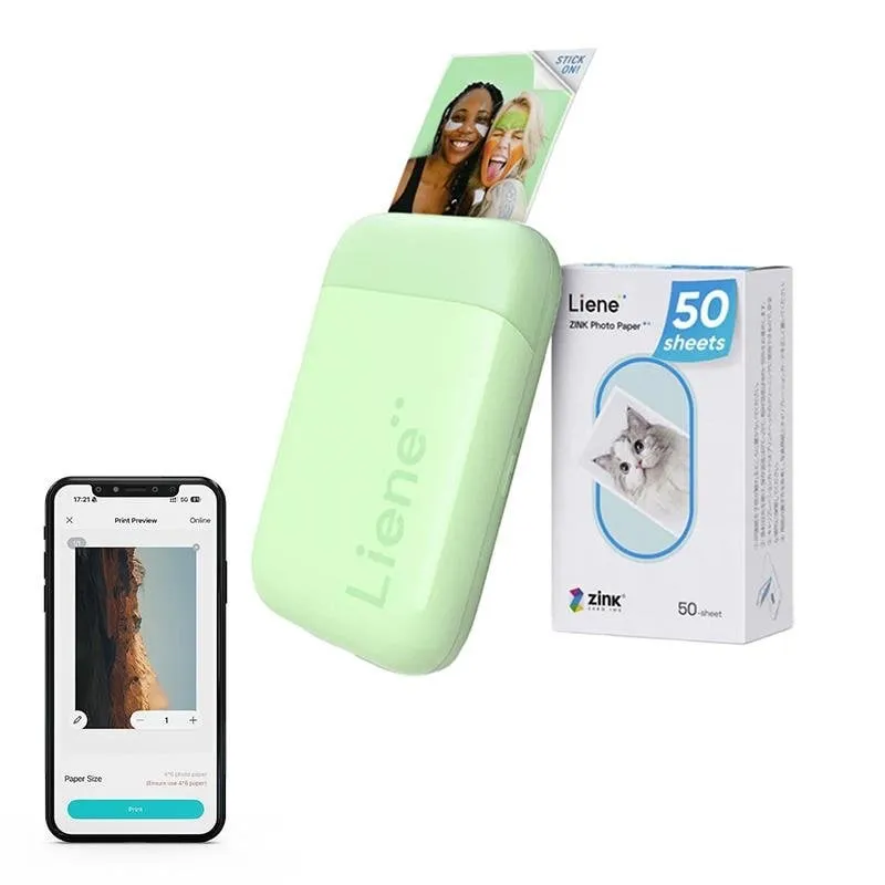 Stampante portatile Zink Bluetooth Liene Pearl 2x3" verde con batteria integrata - immagine 1