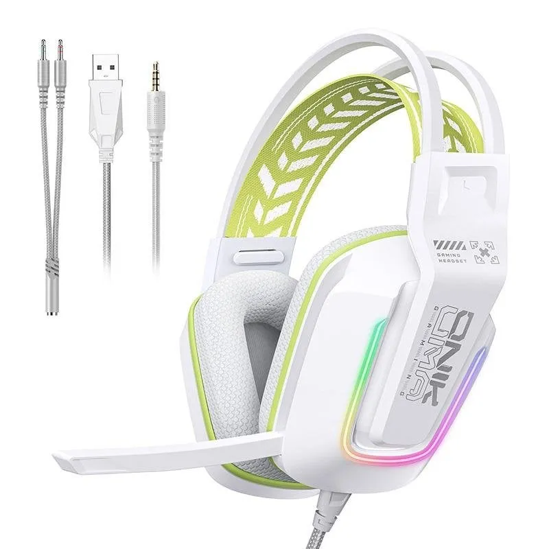 Cuffie ONIKUMA X13 cablate USB e jack 3,5 mm gaming RGB bianche - immagine 1