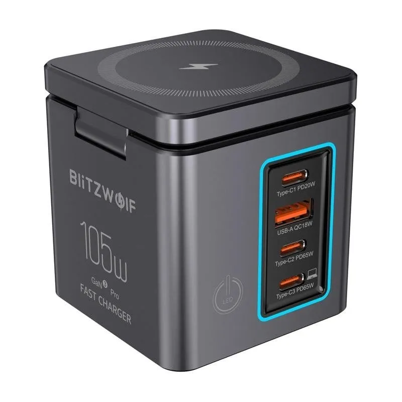 Caricatore Blitzwolf BW-i113 Max GaN 105W USB-A 3xUSB-C - immagine 1