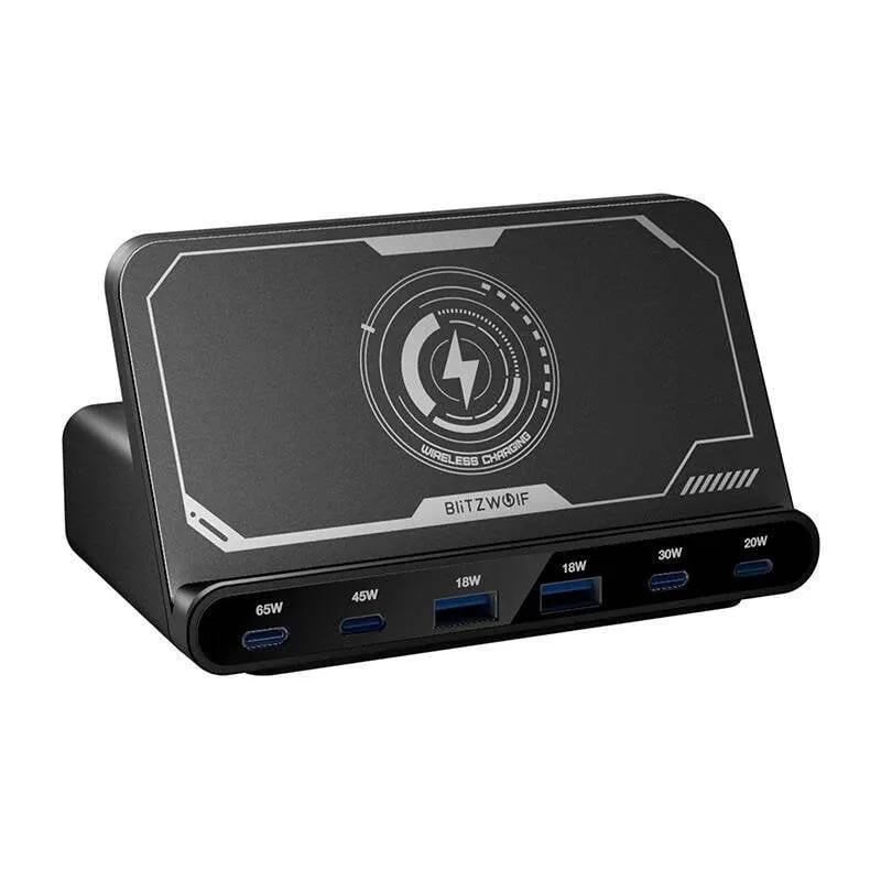 Caricatore BlitzWolf BW-S27 160W 6 porte USB-C e USB-A senza fili nero - immagine 1