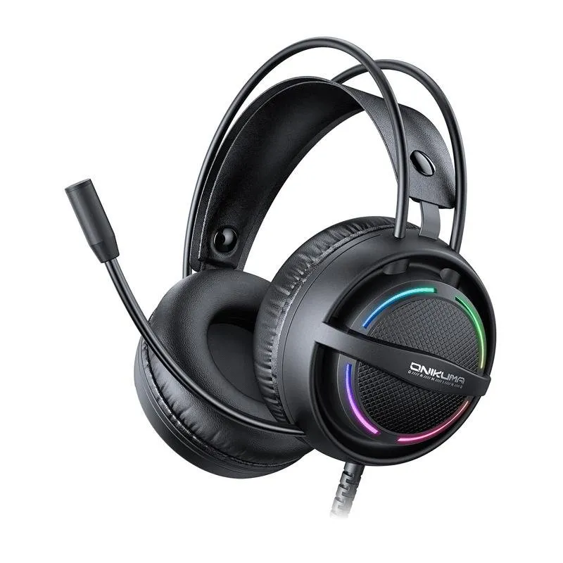 Cuffie ONIKUMA X88 con cavo USB e jack 3,5 mm gaming, microfono cancellazione rumore RGB nero - immagine 1