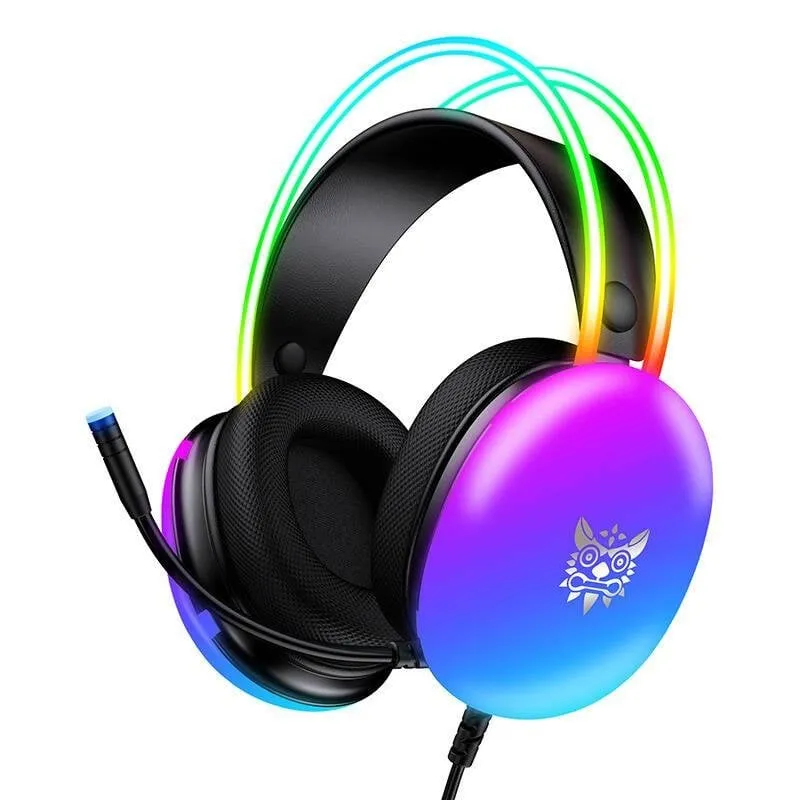 Cuffie ONIKUMA X25 cablate USB e 3,5mm gaming con microfono e luci LED nere - immagine 1