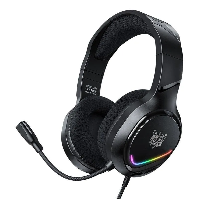 Cuffie ONIKUMA X31 cablate USB e jack 3,5 mm gaming RGB microfono flessibile grigio - immagine 1