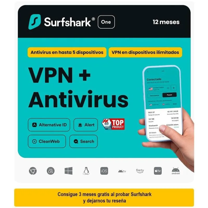 Pacchetto di protezione Surfshark One VPN Antivirus 12 mesi - immagine 1