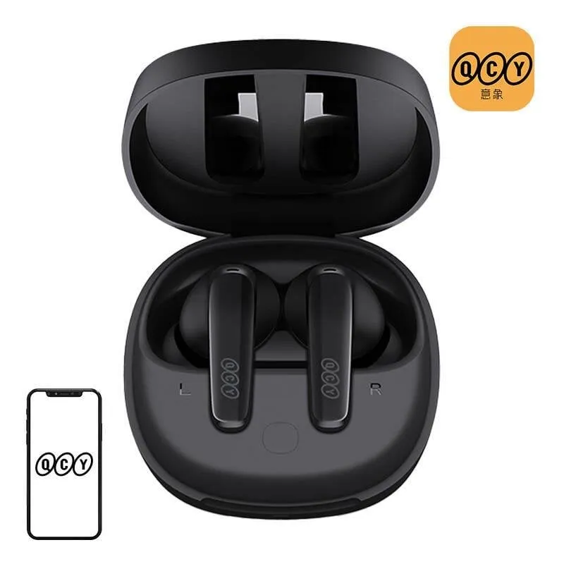 Auricolari QCY T13x wireless Bluetooth 5.3, microfoni, ricarica rapida, neri - immagine 1