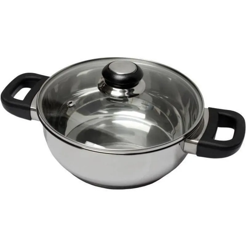 Pentola Baumalu 24 cm Acciaio Inox Coperchio Vetro Induzione - immagine 1