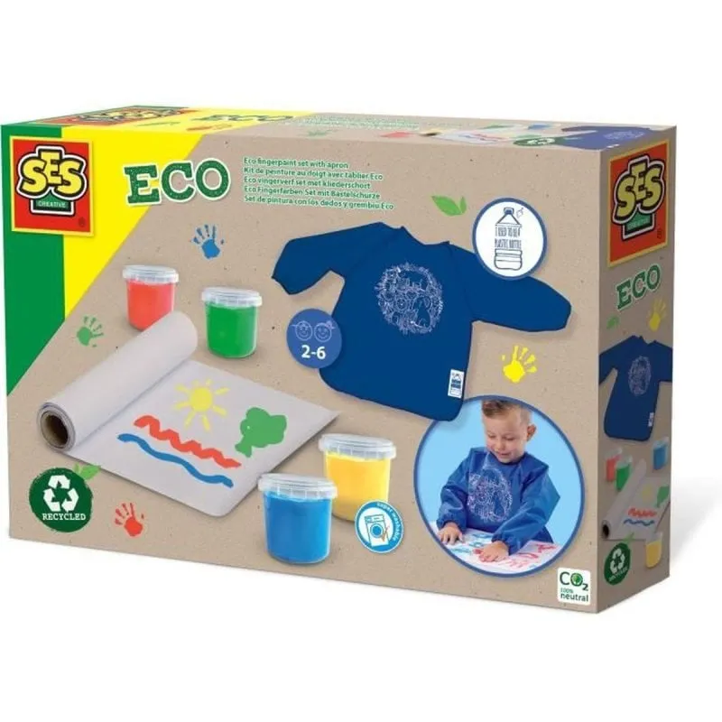 Acquerello SES Creative Eco Kit Pittura Dita Grembiule Carta Riciclata - immagine 1