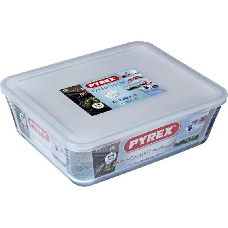 Pirofila Pyrex Cook & Freeze Rettangolare 4L Vetro Borosilicato Coperchio Bianco - immagine 1