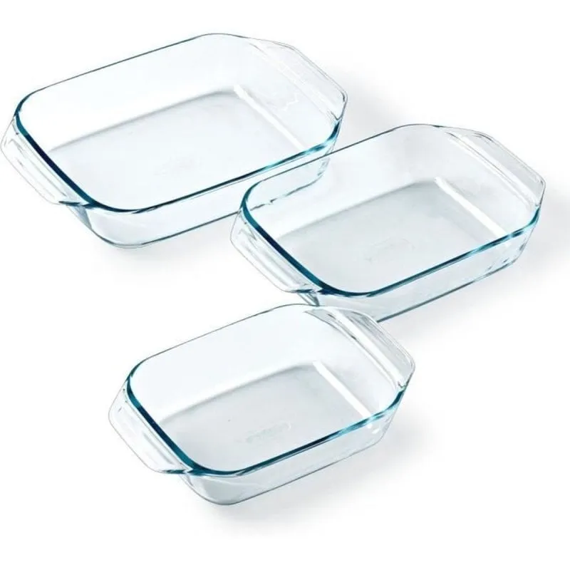Bandeja Pyrex Irresistible Set 3 Rettangolare Vetro Borosilicato 20 25 28 cm - immagine 1