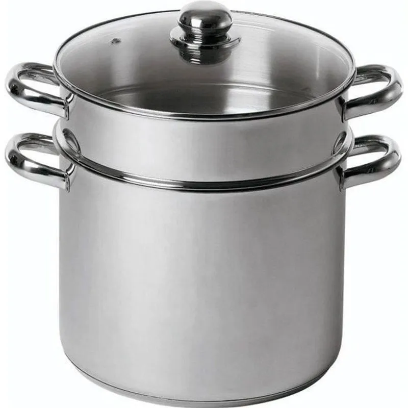 Couscoussiera Baumalu Inox 26 cm 11 L Base Tripla Induzione Cestello Vetro - immagine 1