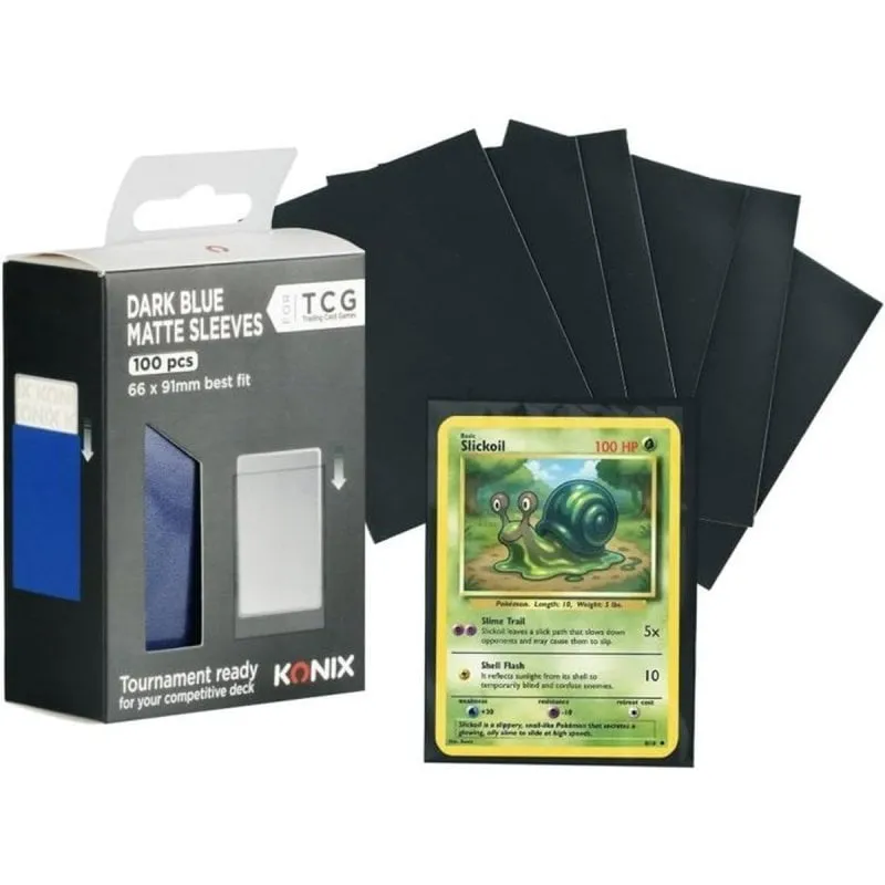 Fodera Carte Konix 66 x 91 mm Opaca Blu Scuro 100-Pezzi Anti-Riflesso - immagine 1