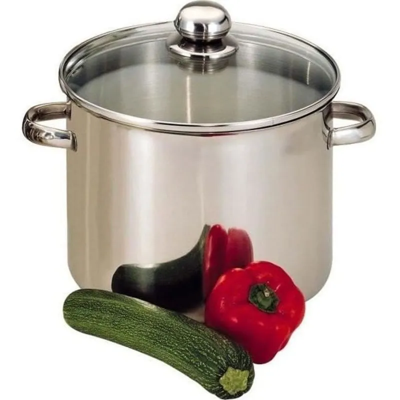 Casseruola Baumalu 30cm Acciaio Inox 16L Coperchio Vetro Induzione Triplo Fondo - immagine 1