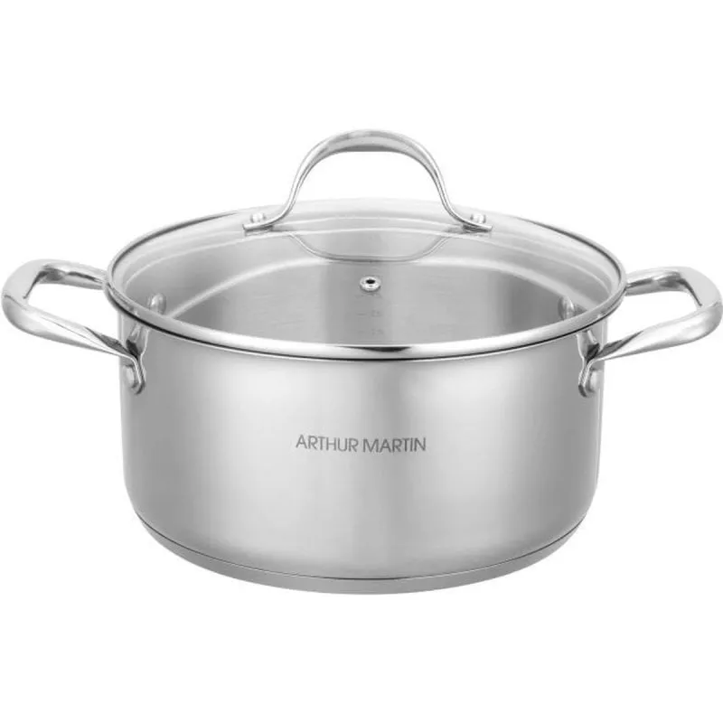 Pentola Arthur Martin 28 cm Acciaio Inox 8 L Coperchio Vetro Induzione - immagine 1