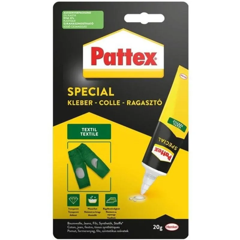 Colla tessile Pattex Special Textile 20 g gel neoprene resistente acqua e stiro - immagine 1