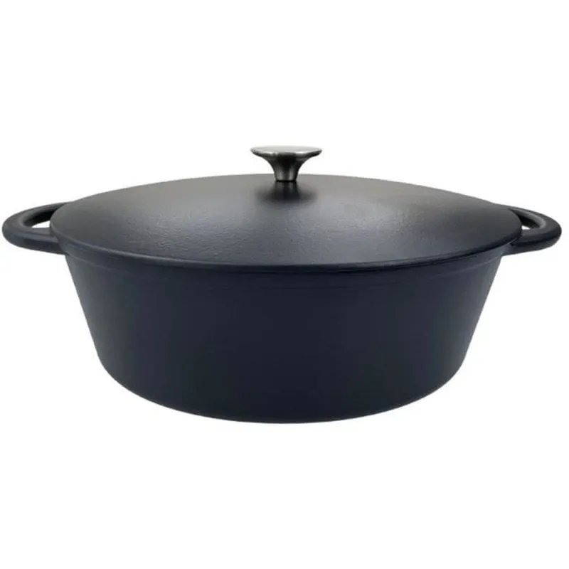 Casseruola Baumalu Ovale Ghisa 33 cm 6 L Nero Opaco Coperchio - immagine 1