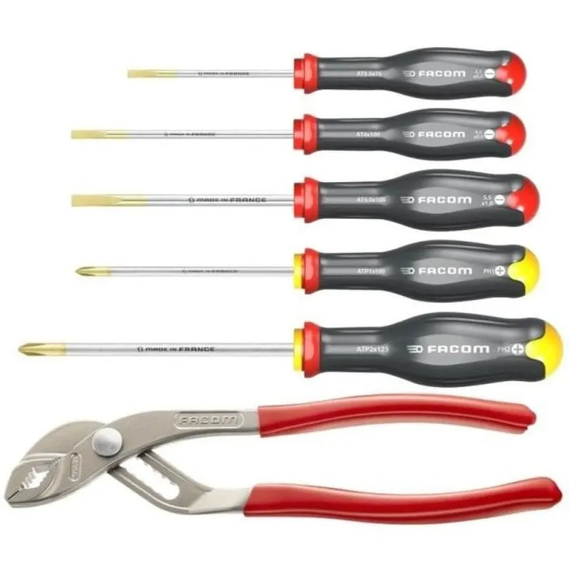 Utensile Manuale Facom AT5.170PB Set 6 Pezzi Cacciaviti Punte Piatte Phillips Pinza Regolabile 46 mm - immagine 1