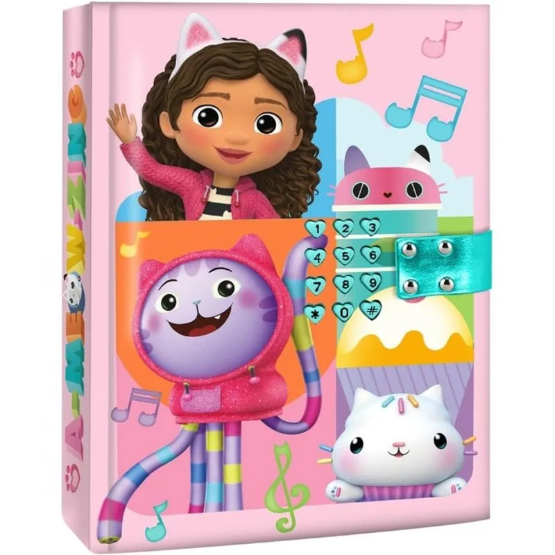 Quaderno Kids Licensing Gabby's Dollhouse Rosa Suono Serratura Codice Rigido - immagine 1