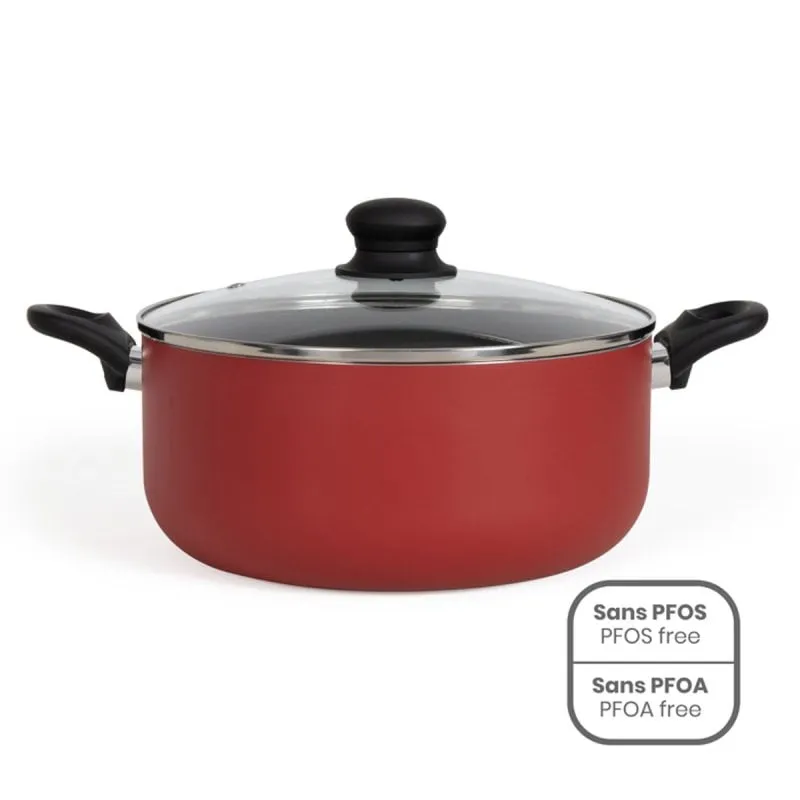 Casseruola Livoo MEP151R 28 cm Alluminio Coperchio Vetro Induzione Soft-touch - immagine 1