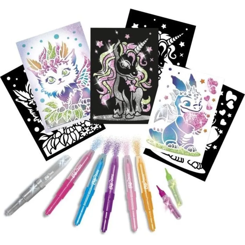 Set Creativo Lansay Blopens X-tra Glitter Creatures 6 Blopens Pochoir Riutilizzabili - immagine 1