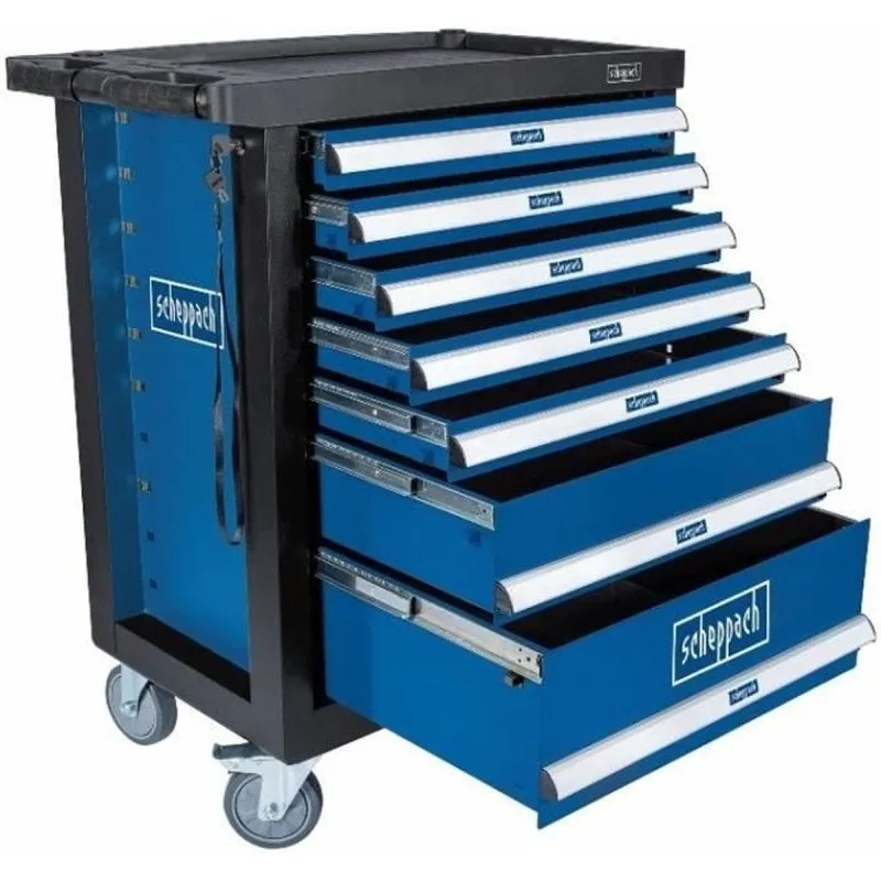 Carrello Attrezzi Scheppach TW1100 Acciaio 7 Cassetti 70 Pezzi Blu - immagine 1