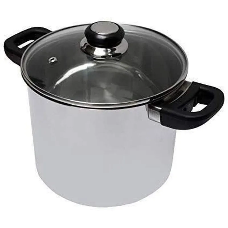 Pentola Baumalu Inox 24 cm con coperchio vetro, manici bakelite, induzione - immagine 1