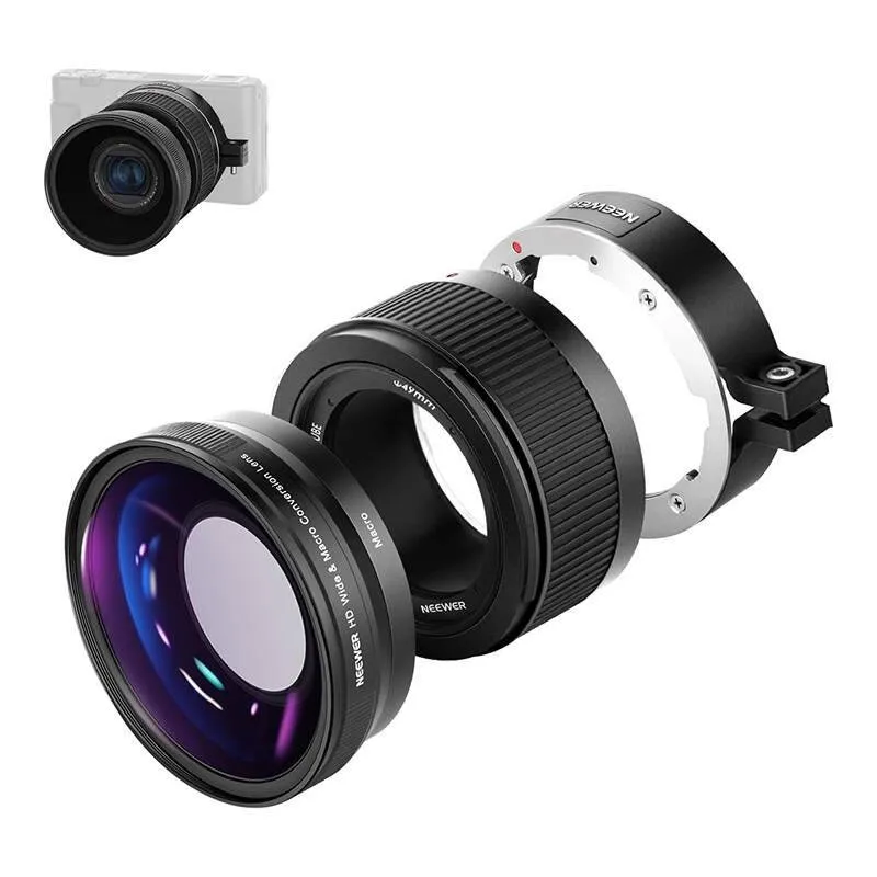 Obiettivo 2 in 1 Grandangolare e Macro Neewer per Sony ZV1 Nero - immagine 1