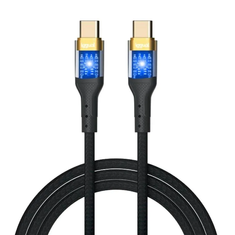 Cavo USB-C a USB-C IGGUAL 3A 1 metro LED Nero - immagine 1