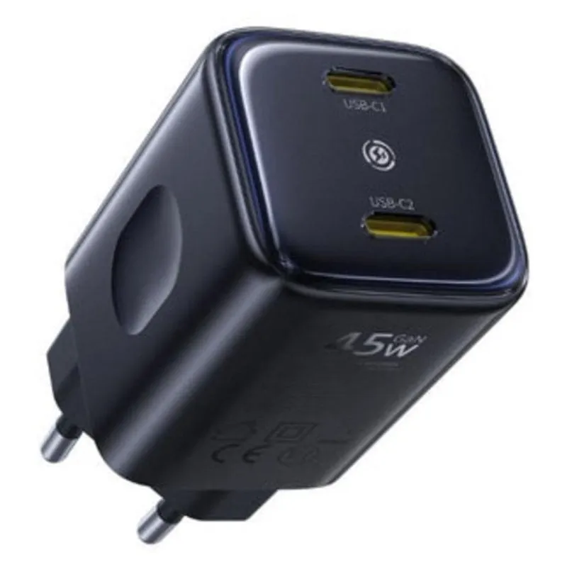Caricatore Baseus E0121F00 45W 2 Porte USB-C Ricarica Rapida Nero - immagine 1