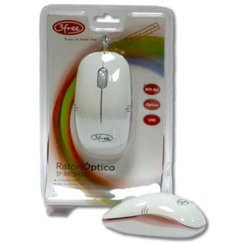 Ratón 3free 3F-MCM101/WP USB Ottico 800 DPI Bianco Rosa Mini Dimensioni - immagine 1