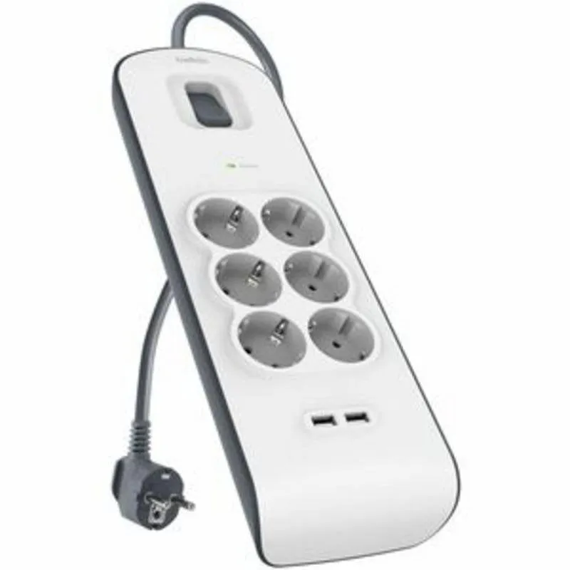Multipresa Belkin 6 prese 2 USB-A protezione 650 J cavo 2 m - immagine 1