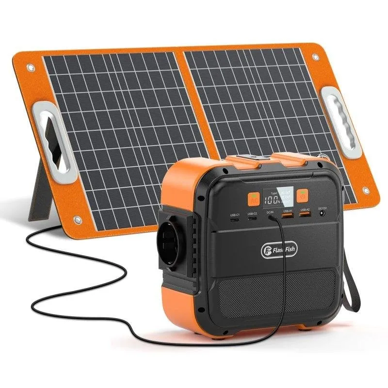 Stazione di energia Flashfish A101 98Wh 6 porte AC/DC/USB Batteria Li-ion Pannello solare 60W - immagine 1