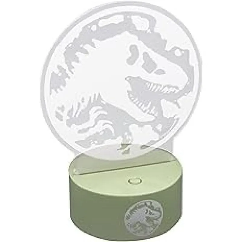 Lampada LED Stencil Jurassic World Logo 22 cm Multicolore USB Batterie - immagine 1