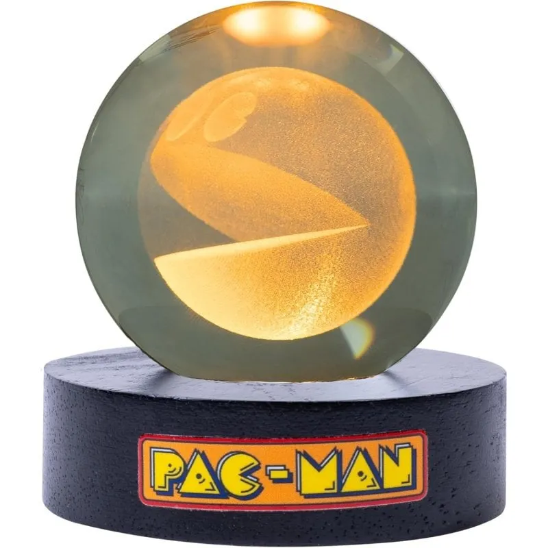Lampada Sfera di Cristallo Pac-Man 8 cm Design Retro Gaming - immagine 1