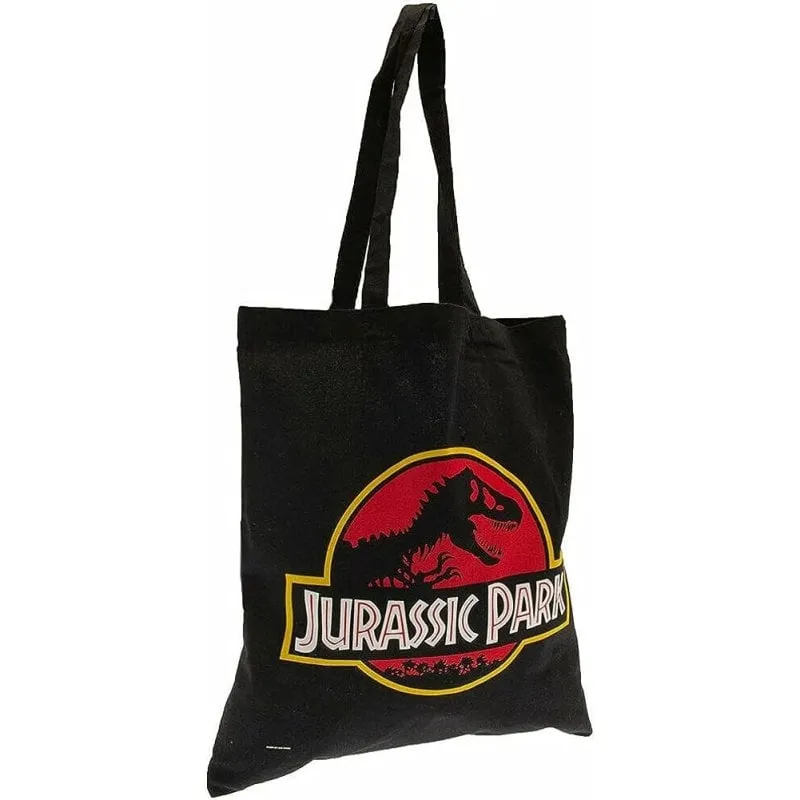 Borsa Tote Jurassic Park Abystyle Logo Classico Cotone Nero Ufficiale - immagine 1