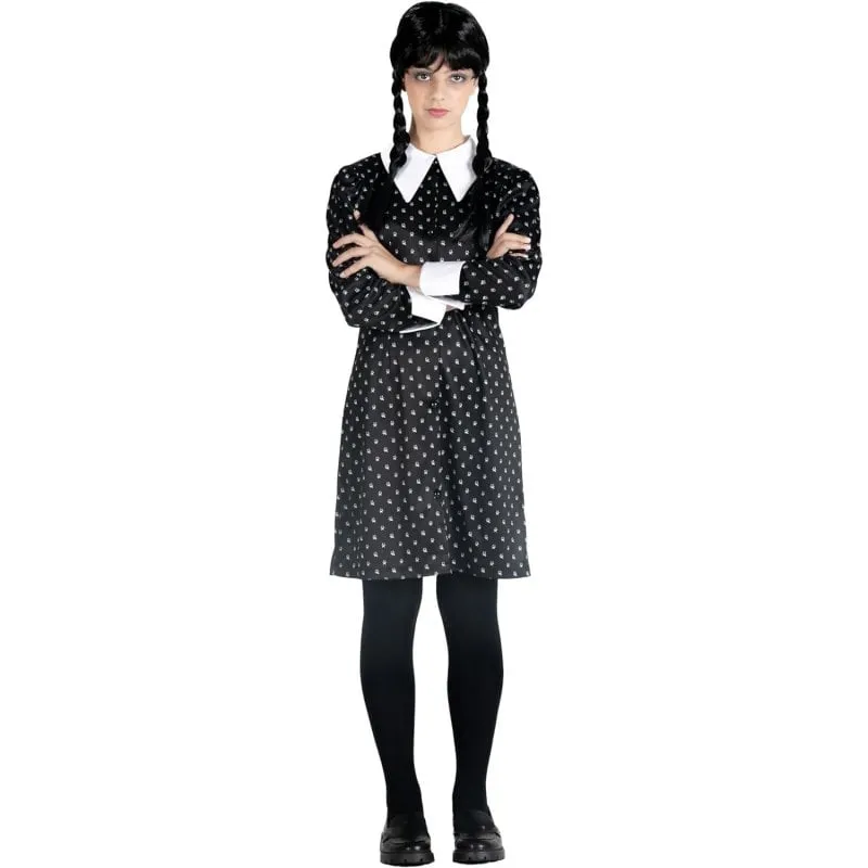 Costume Ciao Wednesday Addams Abito e Parrucca Taglia M - immagine 1