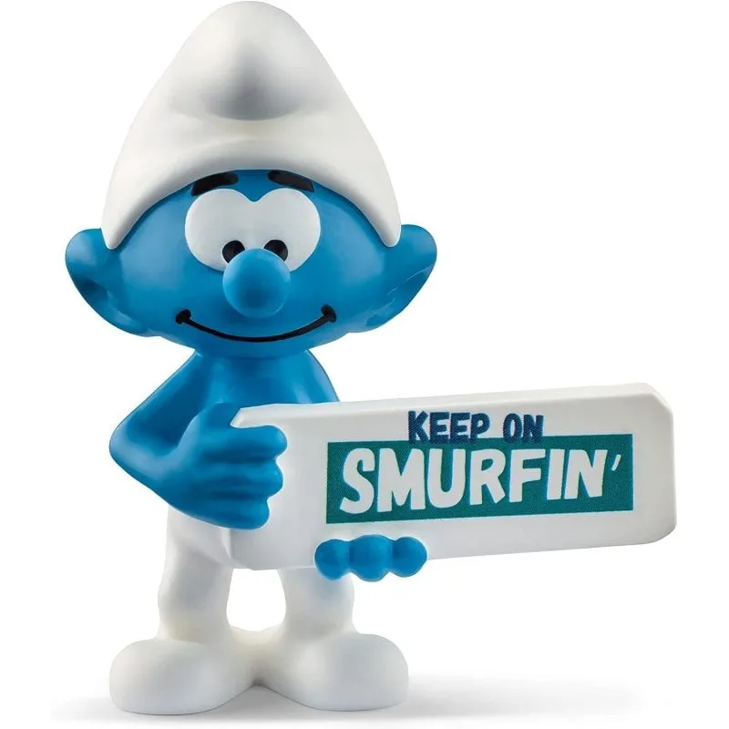 Figura Pitufo Schleich Keep On Smurfin 5,5 cm PVC Dipinta a Mano - immagine 1
