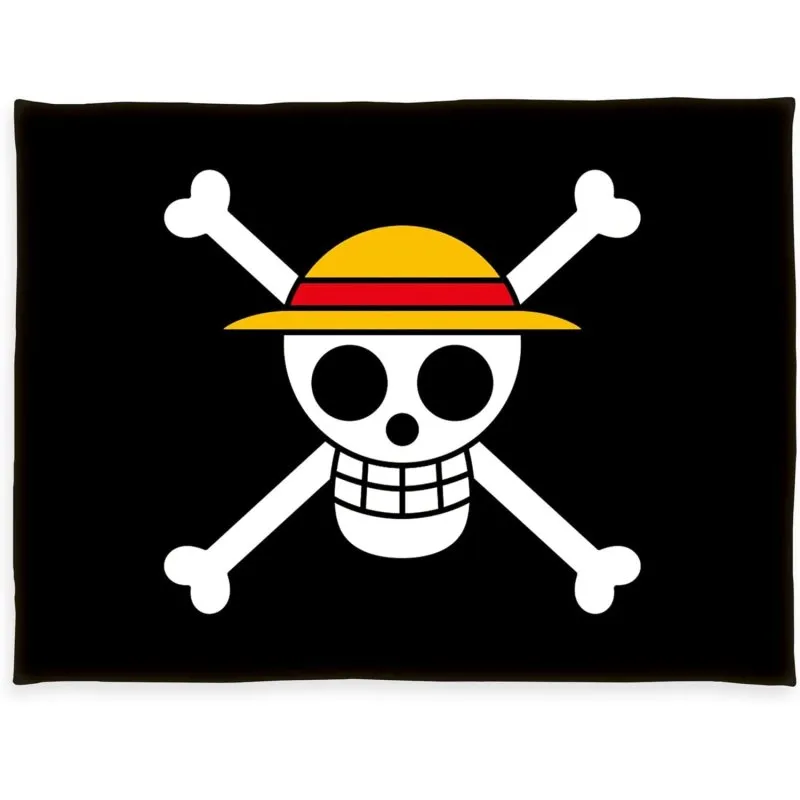 Coperta in Pile One Piece 150 x 200 cm Nero Logo Pirati di Cappello di Paglia - immagine 1