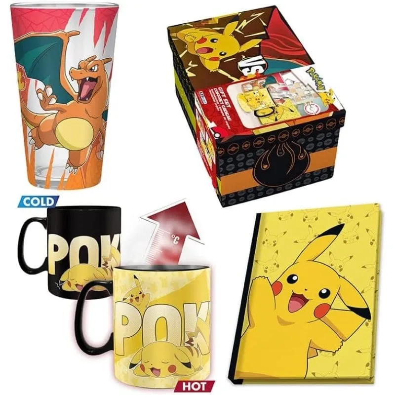 Set Regalo Pokémon Charizard Vs Pikachu Tazza Termica Quaderno Bicchiere - immagine 1