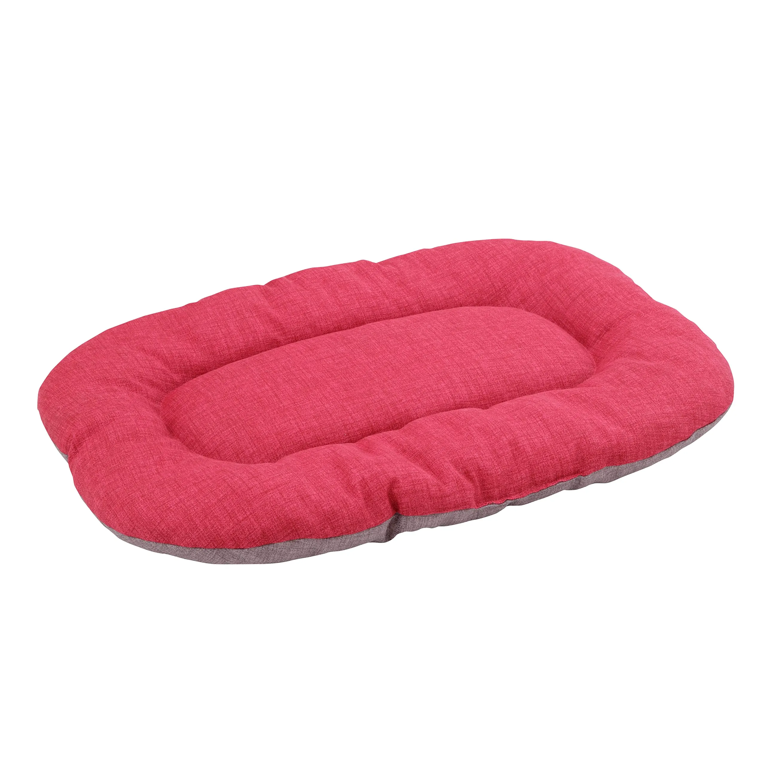 Baroni Home Cuscino Ovale per Cani e Gatti Tessuto Taglia, Imbottito con Morbido Foam, Utilizzabile su Entrambi i Lati (57x90x8 cm, Grigio e Bordeaux) - immagine 1