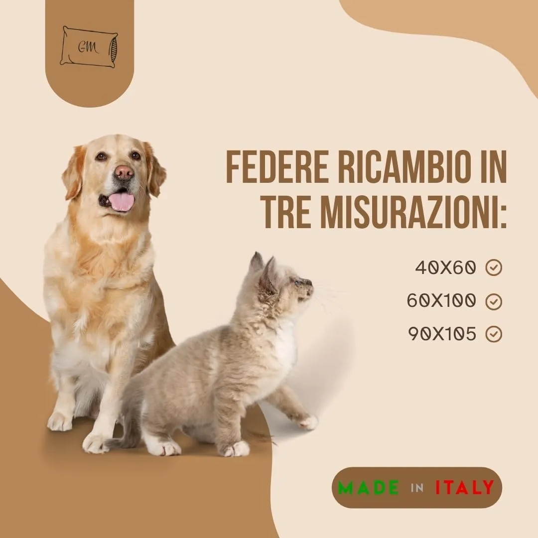 GM Fodera di ricambio per Cuscino Cani e Gatti Taglia L 90x105 cm Resistente con Cerniera laterale sfoderabile e lavabile Idrorepellente Antimacchia Antiscivolo - immagine 4
