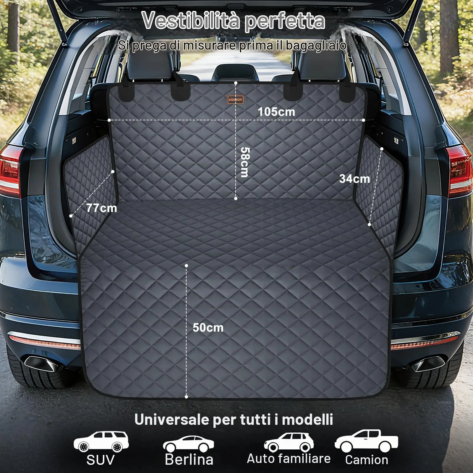 JOEJOY Telo Auto per Cani con Protezione Laterale e Paraurti, Telo Macchina per Cani Universale Antiscivolo Resistente ai Graffi per Station Wagon, Furgoni e SUV - immagine 5